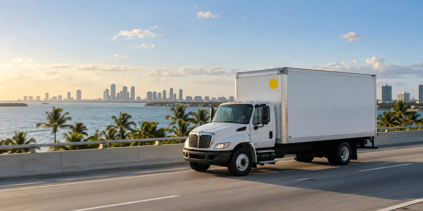 Moving truck on a regional route serving Broward County communities